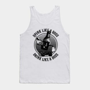 Vintage Walking Beer Bottle. "Drink Like a Boss!" (B&W) Tank Top